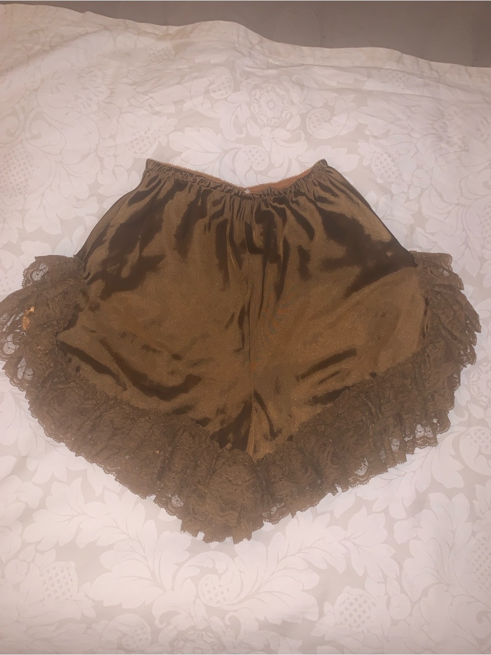 Trashy Lingerie olive satin tap shorts custom made burlesque costume S